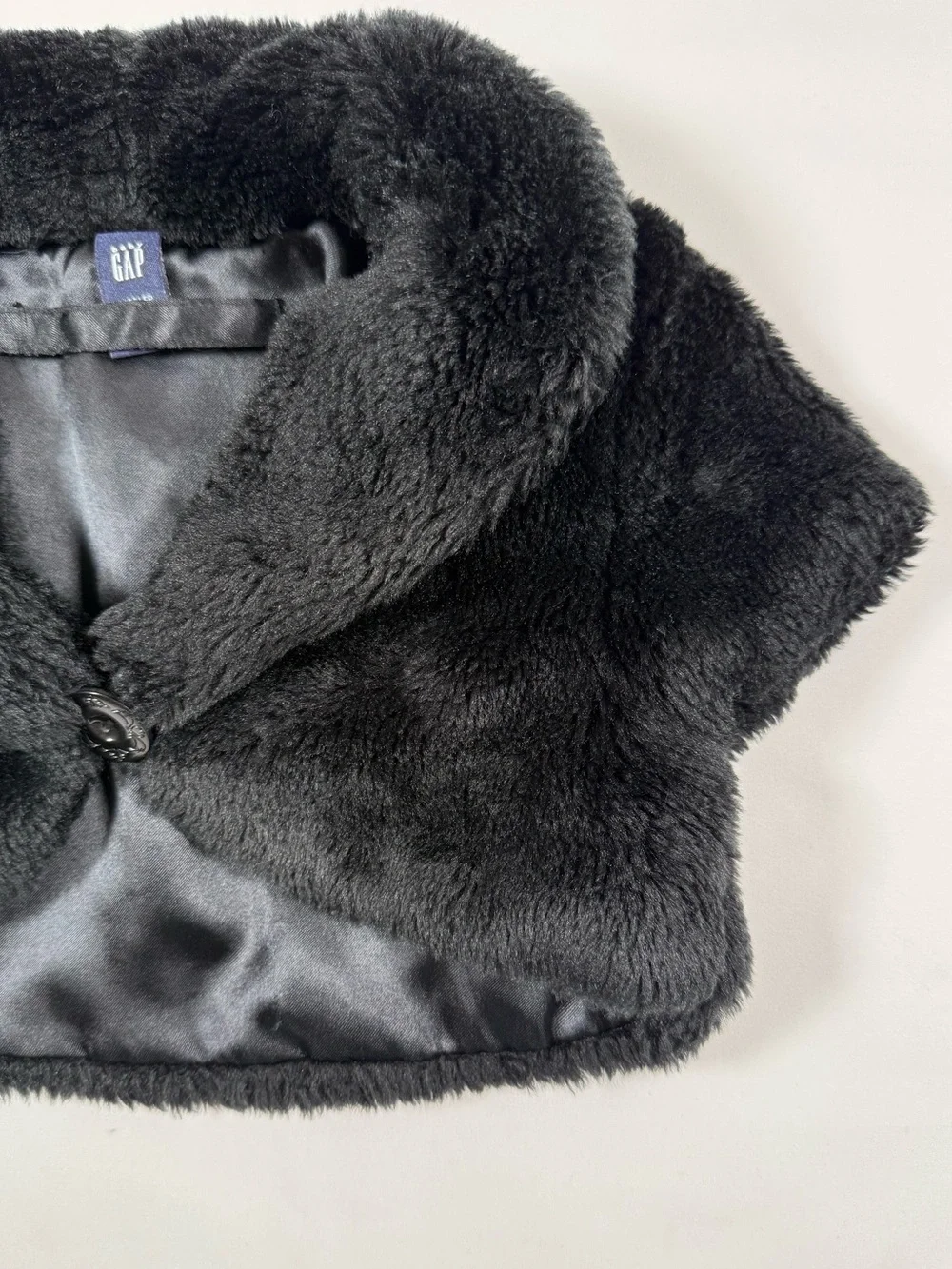 VINTAGE GAP Girls Black Faux Fur Capelet Shrug Toddler L-XL 3T-5T Holiday Formal